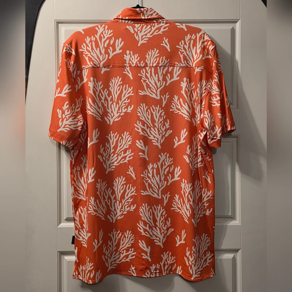 Mens Margaritaville Deep Sea Coral Button-Down Shirt